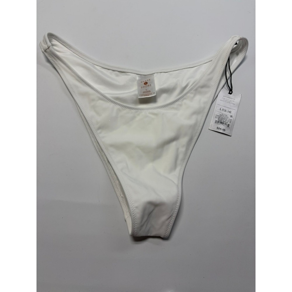 Ultra High Leg‎ Ultra Cheeky Shade and Shore white bikini bottom NWT large 12-14